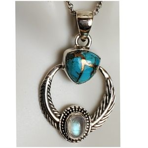 Genuine Copper Turquoise Pendant 1.40" long